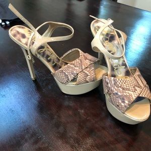 Sam Edelman nude snake print stilettos 6.5